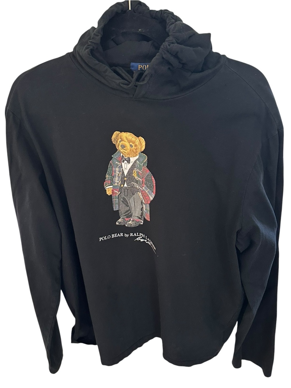Polo Ralph Lauren Polo Bear Men’s Black Long Sleeve Hoodie Tee Size Large
